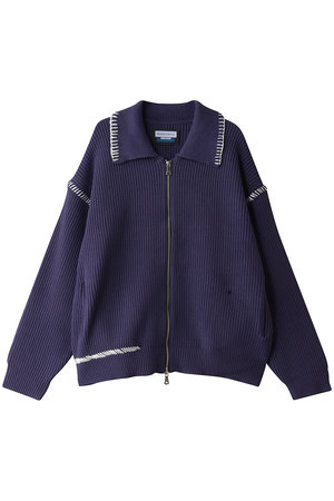 メゾンスペシャル/MAISON SPECIALの【UNISEX】ハンドステッチニット 襟付きZIPカーディガン(110300/110303)