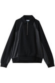 【UNISEX】異素材ドッキング襟付きハーフジップスウェット