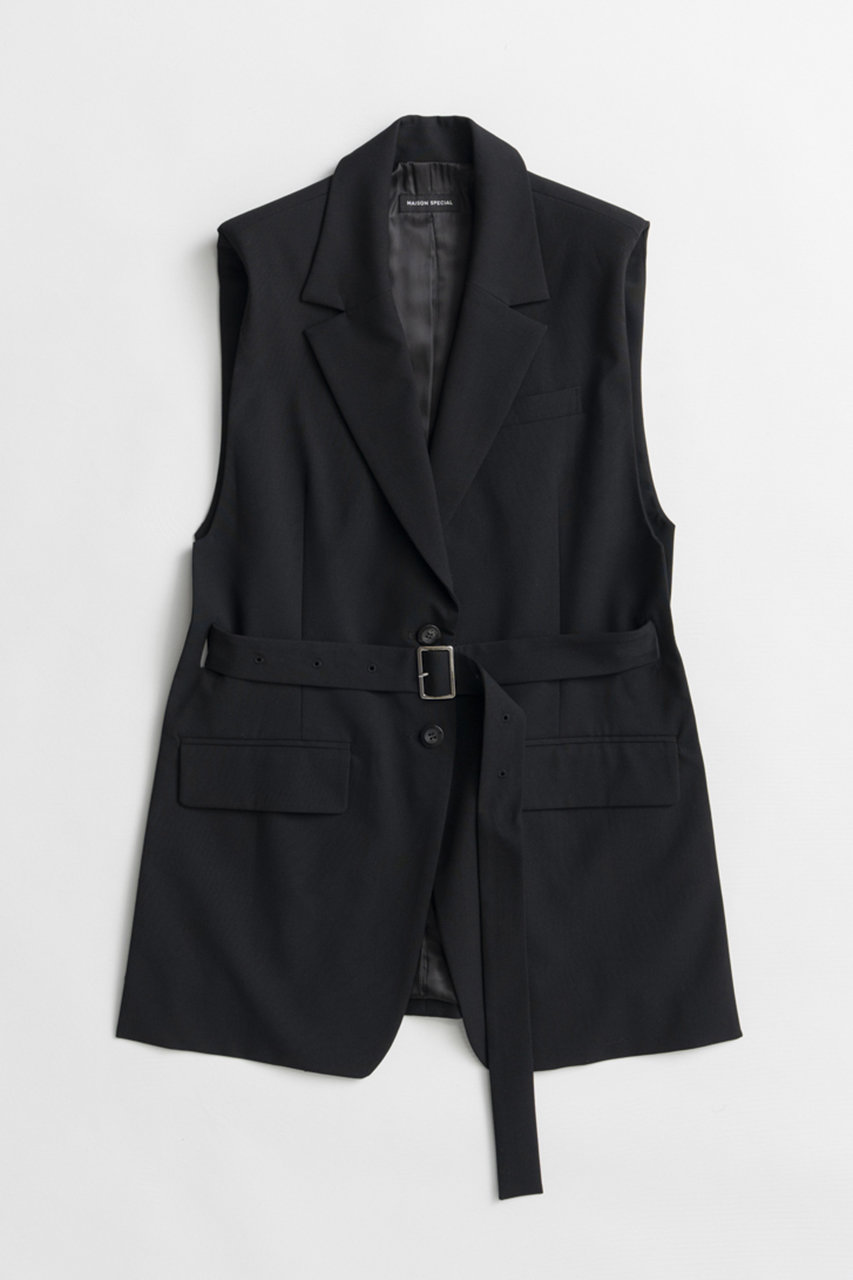 メゾンスペシャル/MAISON SPECIALの【予約販売】Belted Side-Open Vest/ベルテッドサイドオープンジレ(BLK(ブラック)/21262115302)