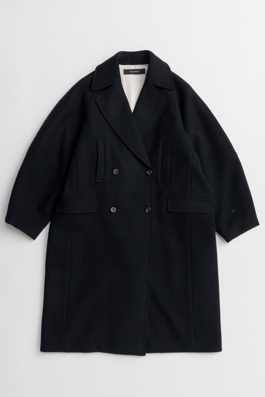 メゾンスペシャル/MAISON SPECIALの【予約販売】Super 140 Balloon Sleeve Wool Long Coat/スーパー140バルーンスリーブウールロングコート(BLK(ブラック)/21262165301)
