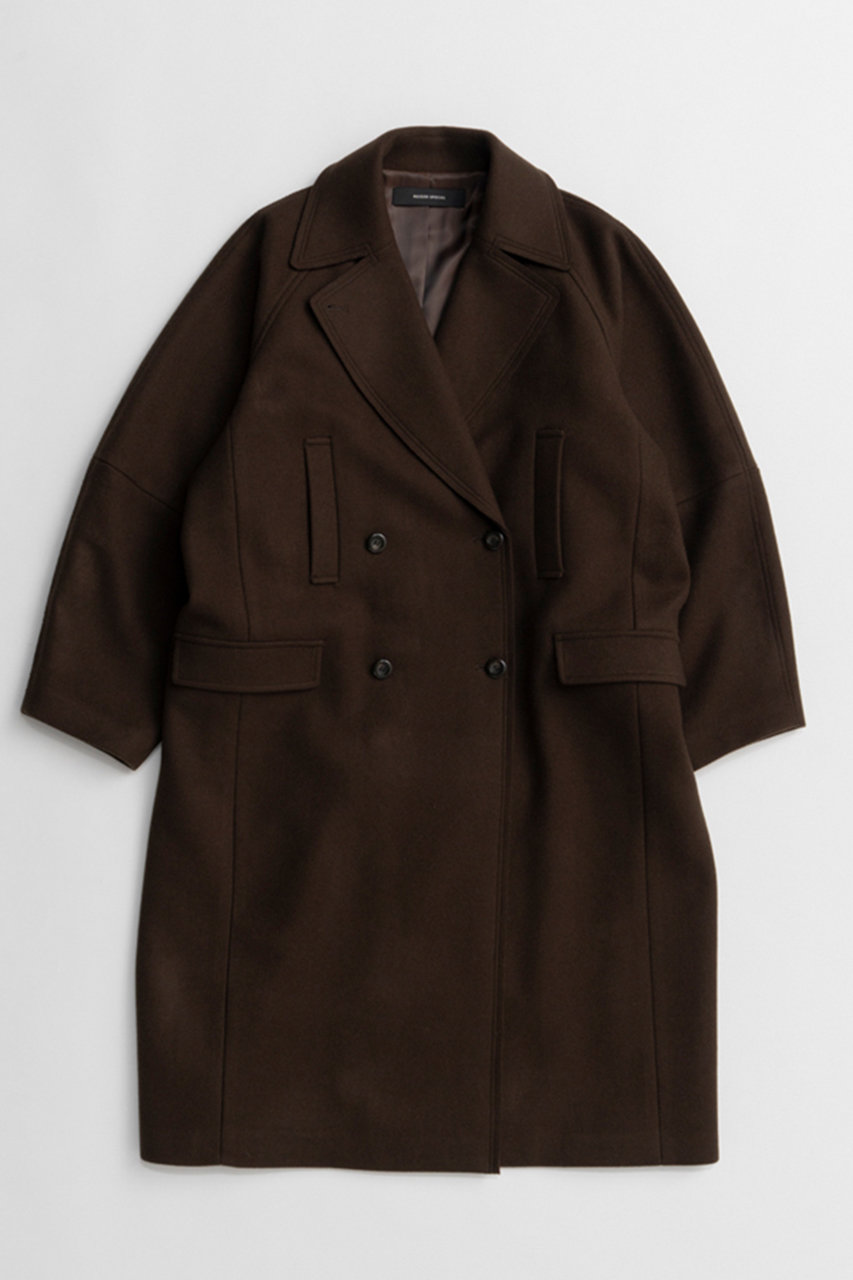 メゾンスペシャル/MAISON SPECIALのSuper 140 Balloon Sleeve Wool Long Coat/スーパー140バルーンスリーブウールロングコート(BRN(ブラウン)/21262165301)