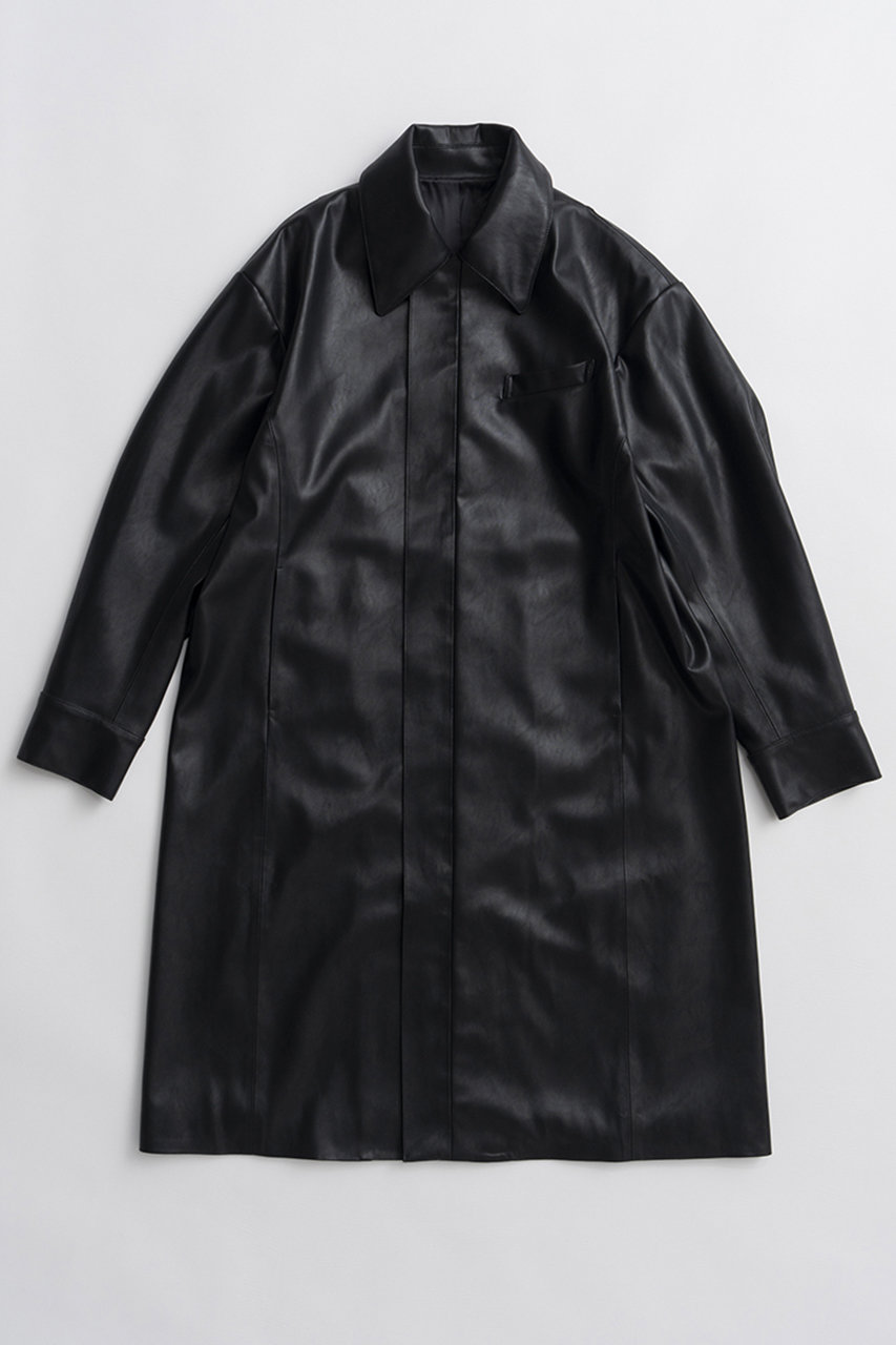 メゾンスペシャル/MAISON SPECIALの【予約販売】Stand Collar Leather Long Coat/ステンカラーレザーロングコート(BLK(ブラック)/21262165801)