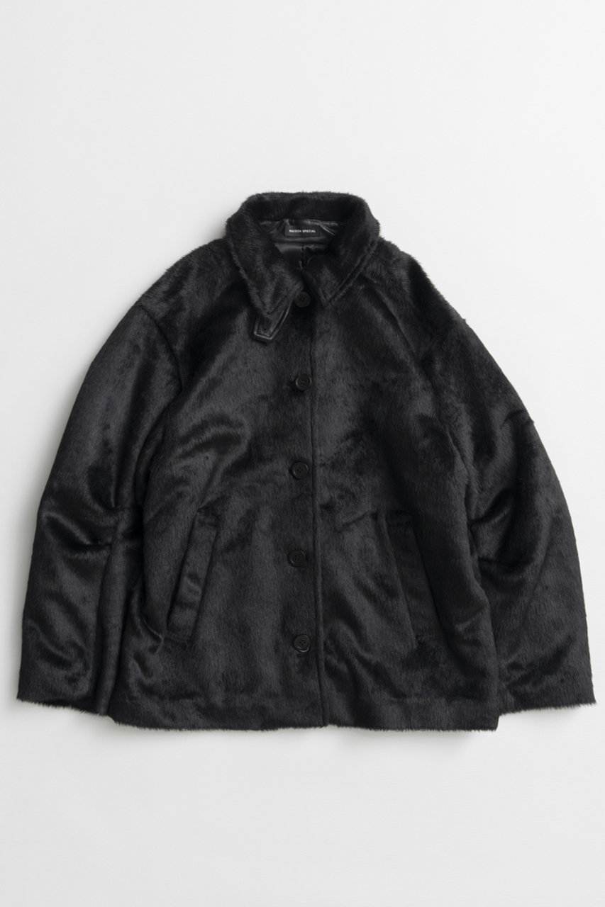 メゾンスペシャル/MAISON SPECIALの【予約販売】Fur Car Coat/ファーカーコート(BLK(ブラック)/21262215201)