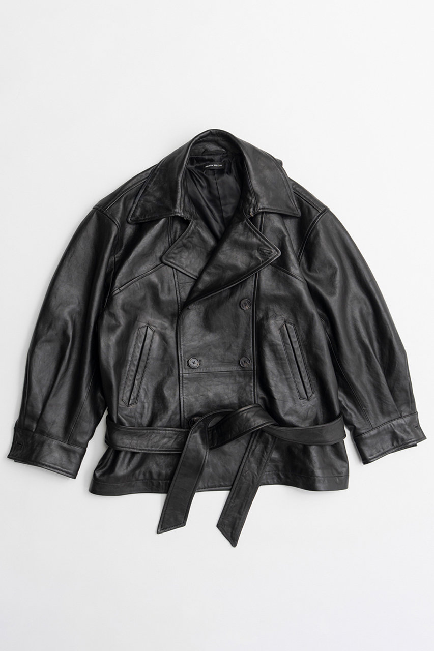 タグ付 現行品 メゾンスペシャル Eyelet Short Jacket 黒 MAISON SPECIAL(メゾンスペシャル)｜【予約販売】Leather Short Trench