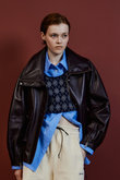 Oversized Stand Collar Leather Blouson/オーバースタンドカラーレザーブルゾン