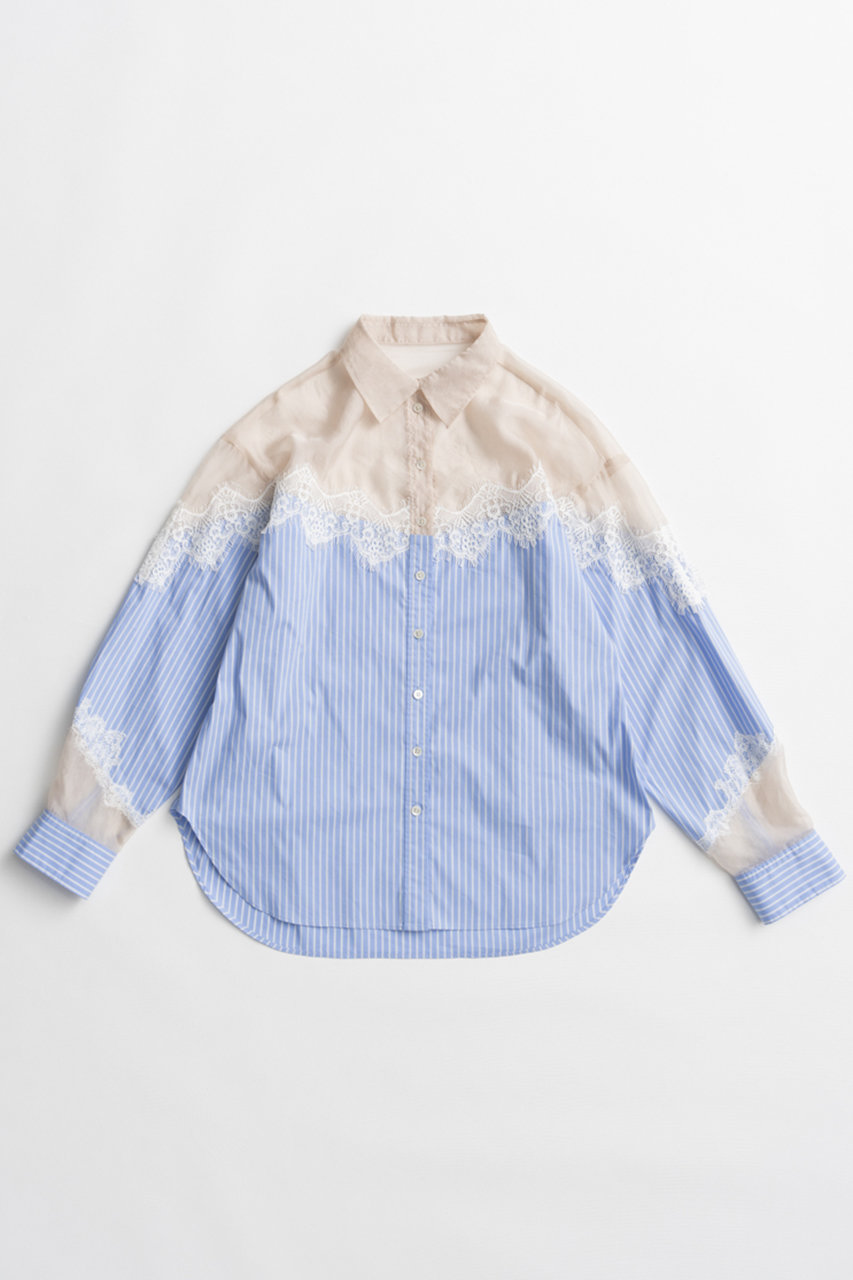 メゾンスペシャル/MAISON SPECIALの【予約販売】Lingerie Shirt/ランジェリーシャツ(BLU(ブルー)/21262315201)