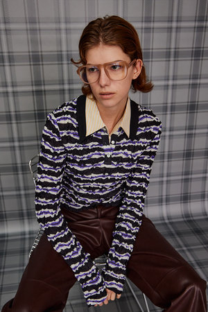 メゾンスペシャル/MAISON SPECIALの【予約販売】Shirring Border Polo Shirt/シャーリングボーダーポロ(110400/110403)