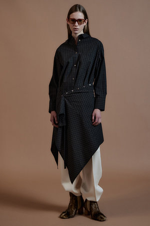 メゾンスペシャル/MAISON SPECIALのMulti-Apron Oversized Check Shirt/マルチエプロンオーバーチェックシャツ