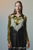 Lace-Trim Faux Leather Tunic/レーストリムフェイクレザーチュニック