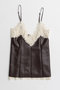 【予約販売】Lace-Trim Faux Leather Tunic/レーストリムフェイクレザーチュニック メゾンスペシャル/MAISON SPECIAL BRN(ブラウン)