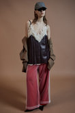 Lace-Trim Faux Leather Tunic/レーストリムフェイクレザーチュニック