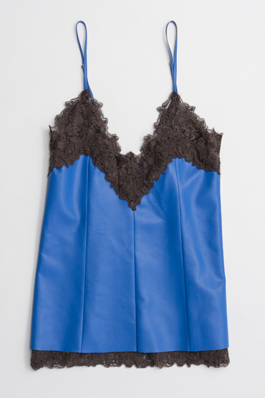 メゾンスペシャル/MAISON SPECIALの【予約販売】Lace-Trim Faux Leather Tunic/レーストリムフェイクレザーチュニック(BLU(ブルー)/21262315304)