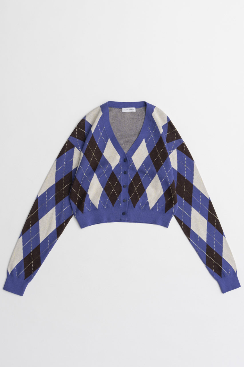 メゾンスペシャル/MAISON SPECIALの【予約販売】Argyle Cardigan/アーガイルカーデ(PPL(パープル)/21262315305)