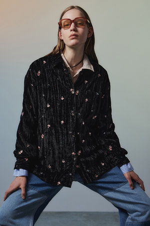 メゾンスペシャル/MAISON SPECIALの【予約販売】Flower Embroidery Velour Overshirt/フラワーエンブロイダリーベロアオーバーシャツ(110400/110403)