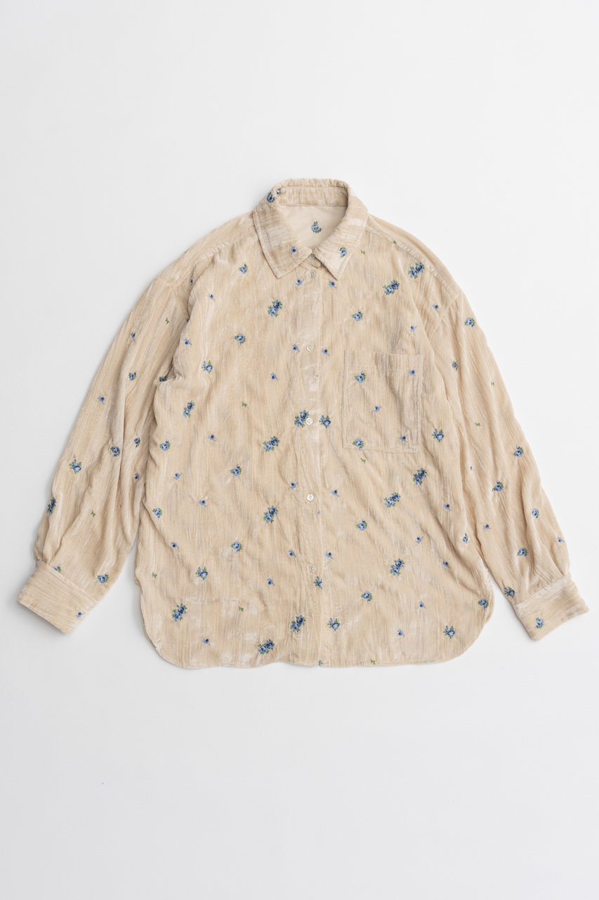 メゾンスペシャル/MAISON SPECIALの【予約販売】Flower Embroidery Velour Overshirt/フラワーエンブロイダリーベロアオーバーシャツ(WHT(ホワイト)/21262315306)