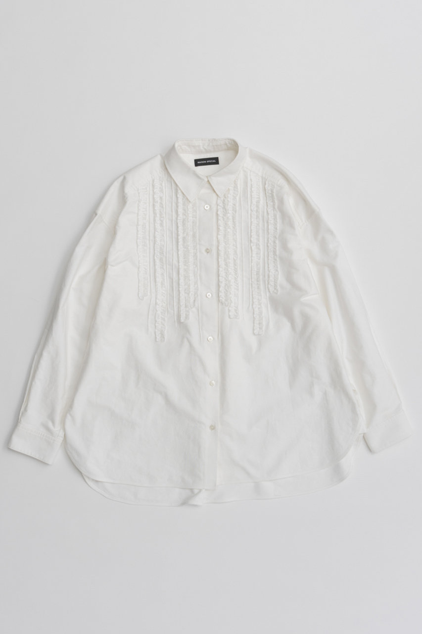メゾンスペシャル/MAISON SPECIALの【予約販売】Frill Oxford Overshirt/フリルオックスオーバーシャツ(WHT(ホワイト)/21262315801)