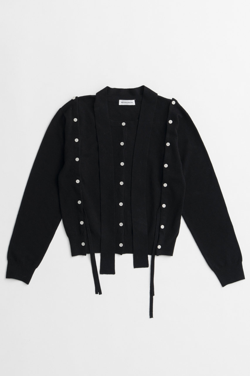メゾンスペシャル/MAISON SPECIALの【予約販売】Bow-Tie Crew Cardigan/ボウタイクルーカーディガン(BLK(ブラック)/21262315802)