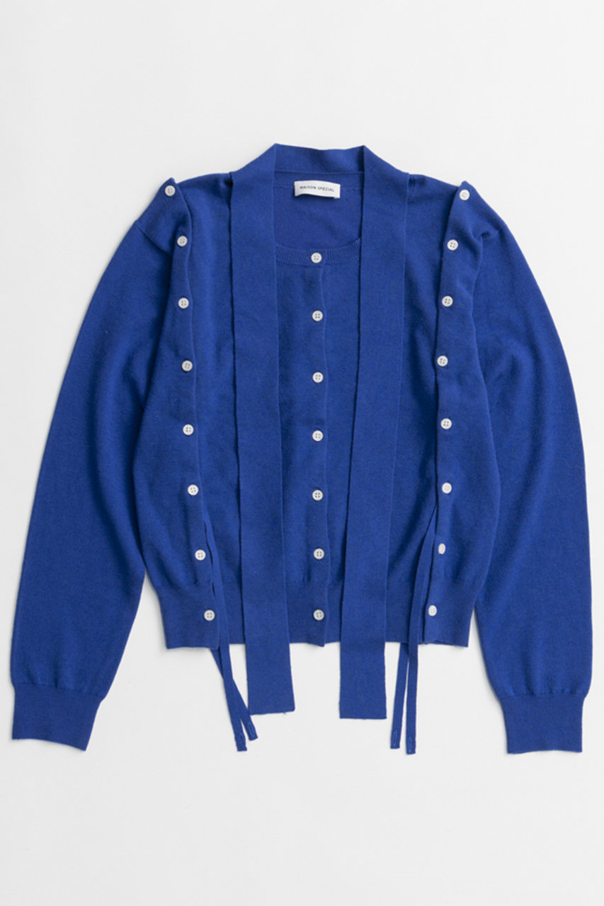 メゾンスペシャル/MAISON SPECIALの【予約販売】Bow-Tie Crew Cardigan/ボウタイクルーカーディガン(BLU(ブルー)/21262315802)