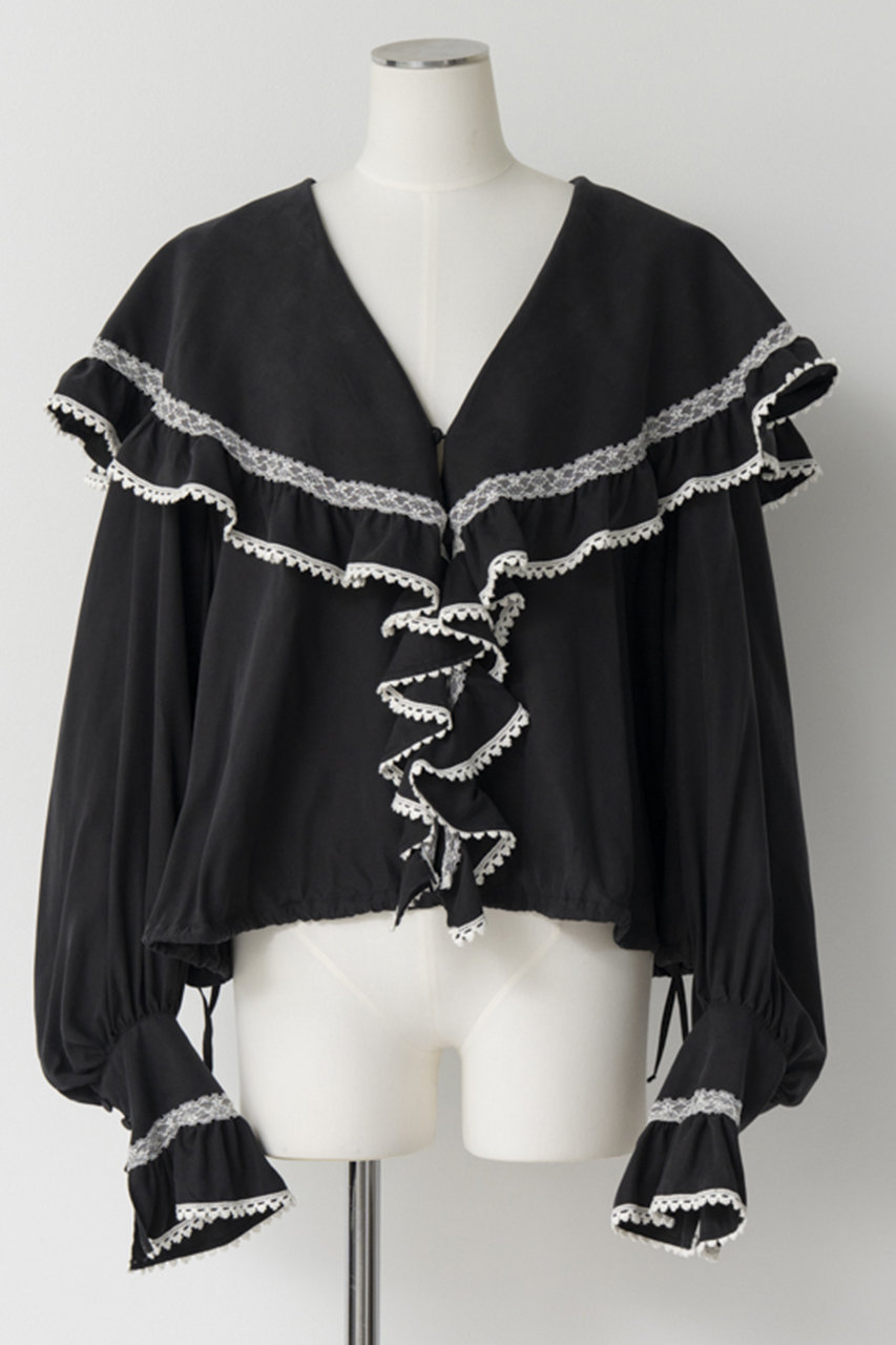 メゾンスペシャル/MAISON SPECIALの【予約販売】Lace Frill Collar Blouse/レースフリルカラーブラウス(BLK(ブラック)/21262315804)