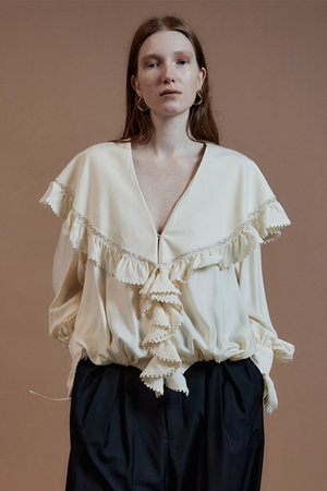 メゾンスペシャル/MAISON SPECIALの【予約販売】Lace Frill Collar Blouse/レースフリルカラーブラウス(110400/110403)