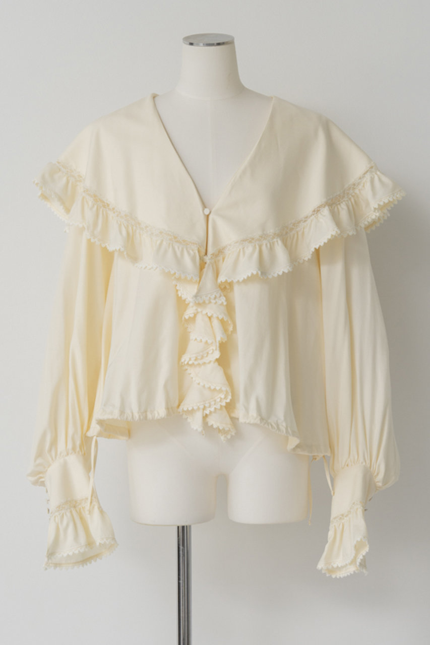 メゾンスペシャル/MAISON SPECIALの【予約販売】Lace Frill Collar Blouse/レースフリルカラーブラウス(WHT(ホワイト)/21262315804)