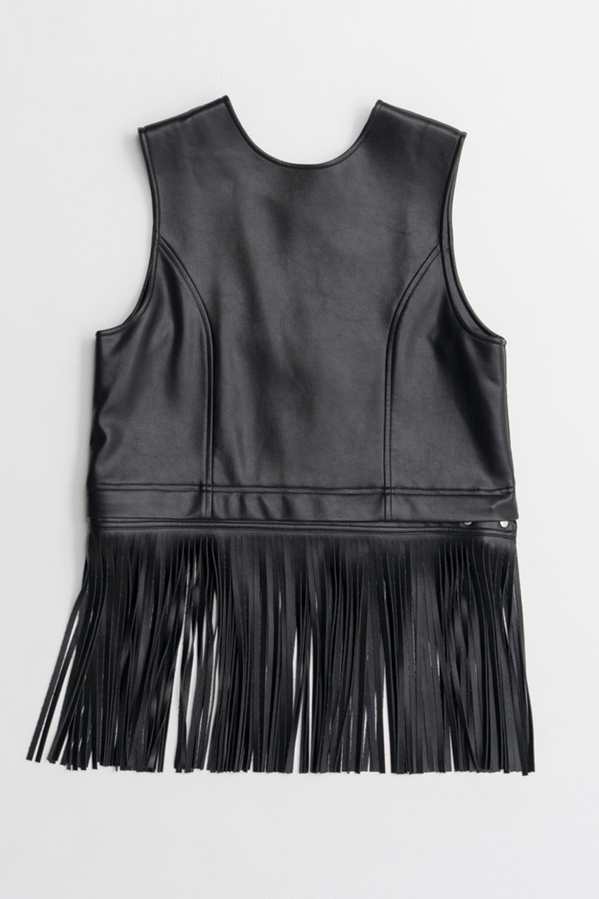 メゾンスペシャル/MAISON SPECIALの【予約販売】Multi-Fringe Faux Leather Vest/マルチフリンジフェイクレザーベスト(BLK(ブラック)/21262316001)