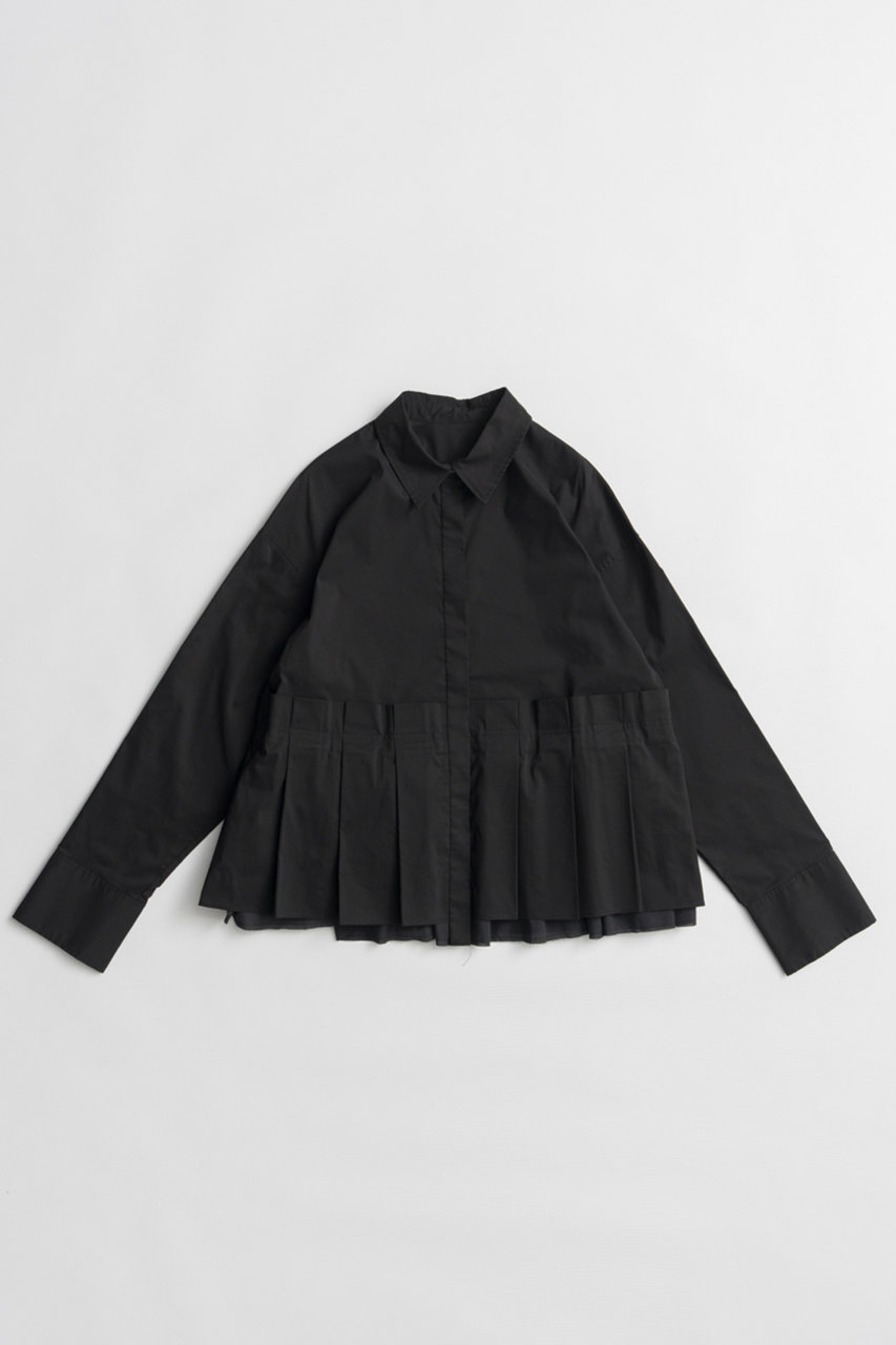 メゾンスペシャル/MAISON SPECIALの【予約販売】Tuck Pleated Peplum Shirt/タックプリーツペプラムシャツ(BLK(ブラック)/21262316303)