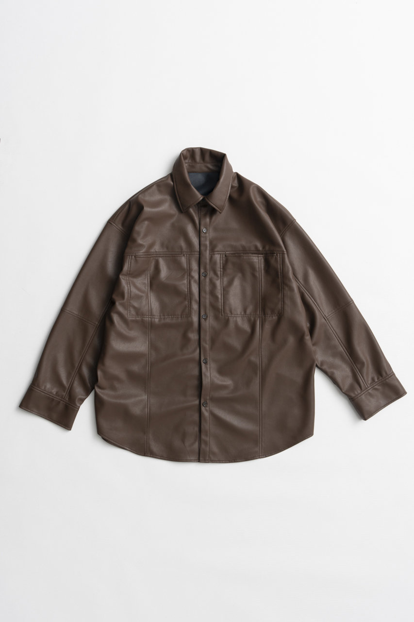 メゾンスペシャル/MAISON SPECIALの【予約販売】Faux Leather Overshirt/フェイクレザーオーバーシャツ(BRN(ブラウン)/21262316305)