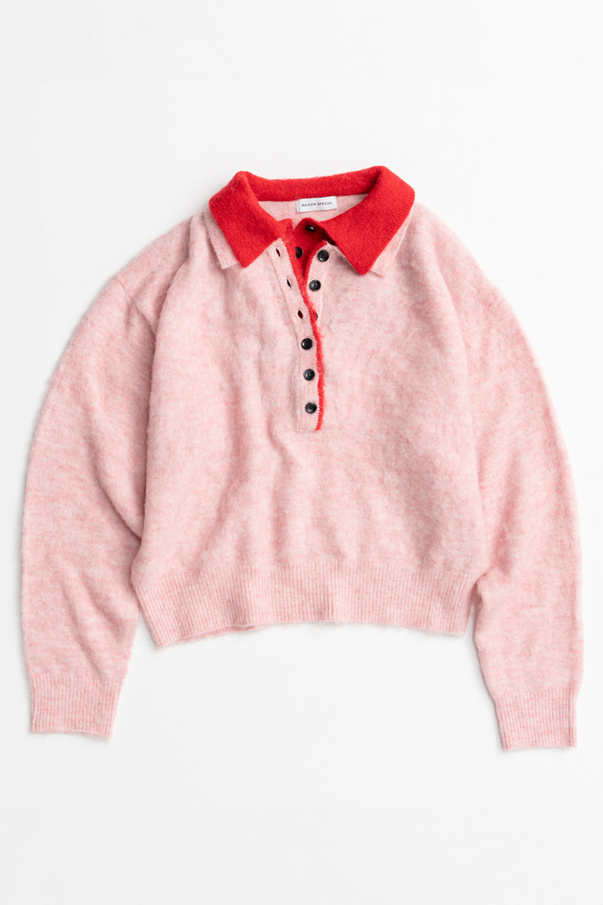 メゾンスペシャル/MAISON SPECIALの【予約販売】Layered Polo Knit/レイヤードポロニット(PNK(ピンク)/21262365201)