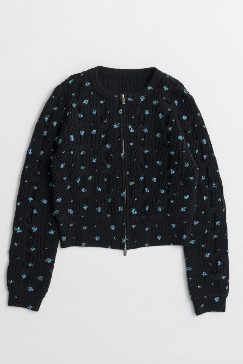 メゾンスペシャル/MAISON SPECIALの【予約販売】Cable Flower Knit Cardigan/ケーブルフラワーニットカーデ(BLK(ブラック)/21262365203)
