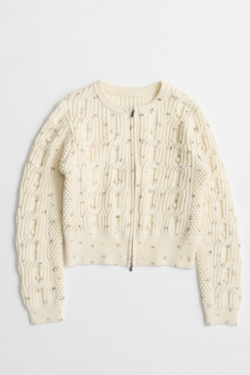 メゾンスペシャル/MAISON SPECIALの【予約販売】Cable Flower Knit Cardigan/ケーブルフラワーニットカーデ(WHT(ホワイト)/21262365203)
