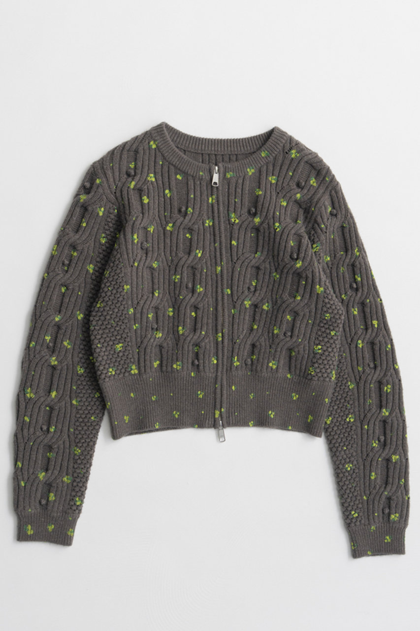 メゾンスペシャル/MAISON SPECIALの【予約販売】Cable Flower Knit Cardigan/ケーブルフラワーニットカーデ(GRY(グレー)/21262365203)