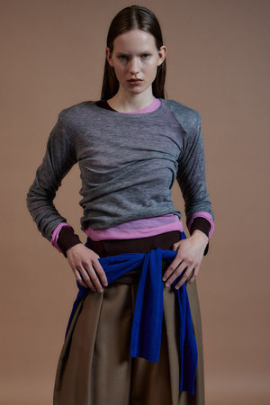 メゾンスペシャル/MAISON SPECIALの【予約販売】Shoulder Pad Sheer Knit Top/ショルダーパッドシアーニットトップ(110300/110301)