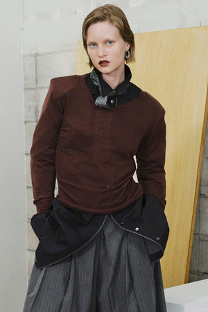 メゾンスペシャル/MAISON SPECIALの【予約販売】Shoulder Pad Sheer Knit Top/ショルダーパッドシアーニットトップ(110300/110301)