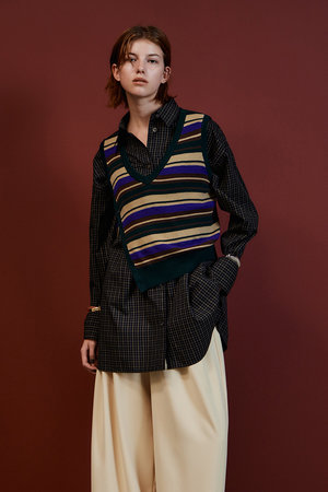 メゾンスペシャル/MAISON SPECIALのMulti-Border Knit Vest/マルチボーダーニットベスト