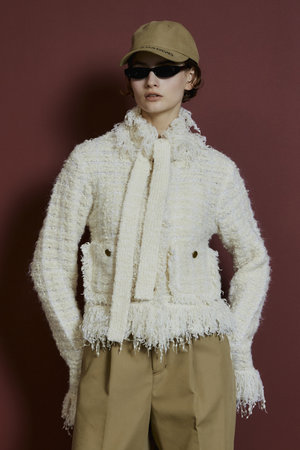 メゾンスペシャル/MAISON SPECIALの【予約販売】Fringe Tweed Knit Cardigan/フリンジツイードニットカーディガン(110300/110303)