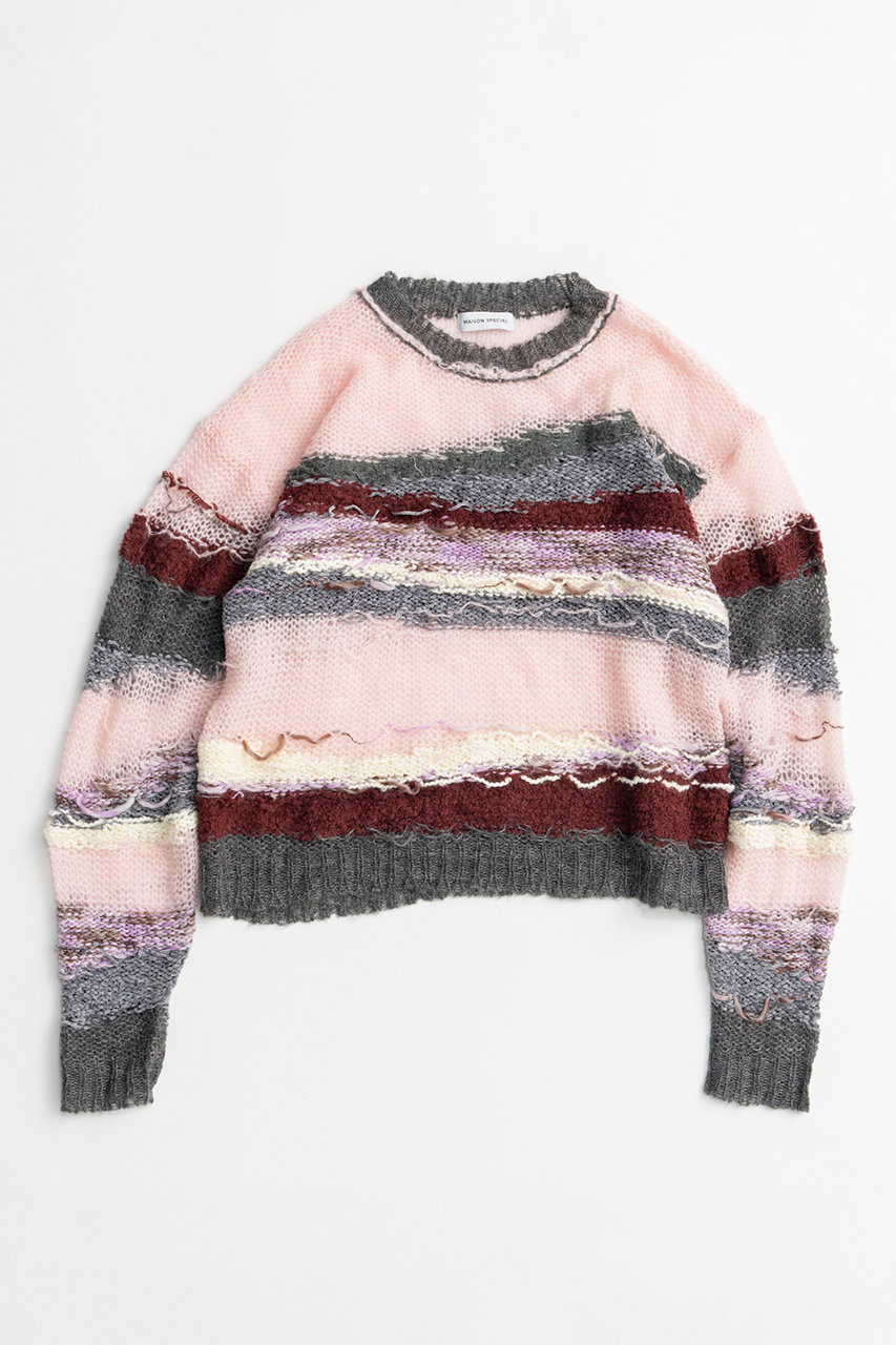 メゾンスペシャル/MAISON SPECIALの【予約販売】Multi-Border Sheer Knit/マルチボーダーシアーニット(PNK(ピンク)/21262365306)
