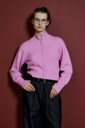 メゾンスペシャル/MAISON SPECIALの【予約販売】Raccoon Blend Stand Collar Cardigan/ラクーンブレンドスタンドカラーカーディガン(110300/110303)