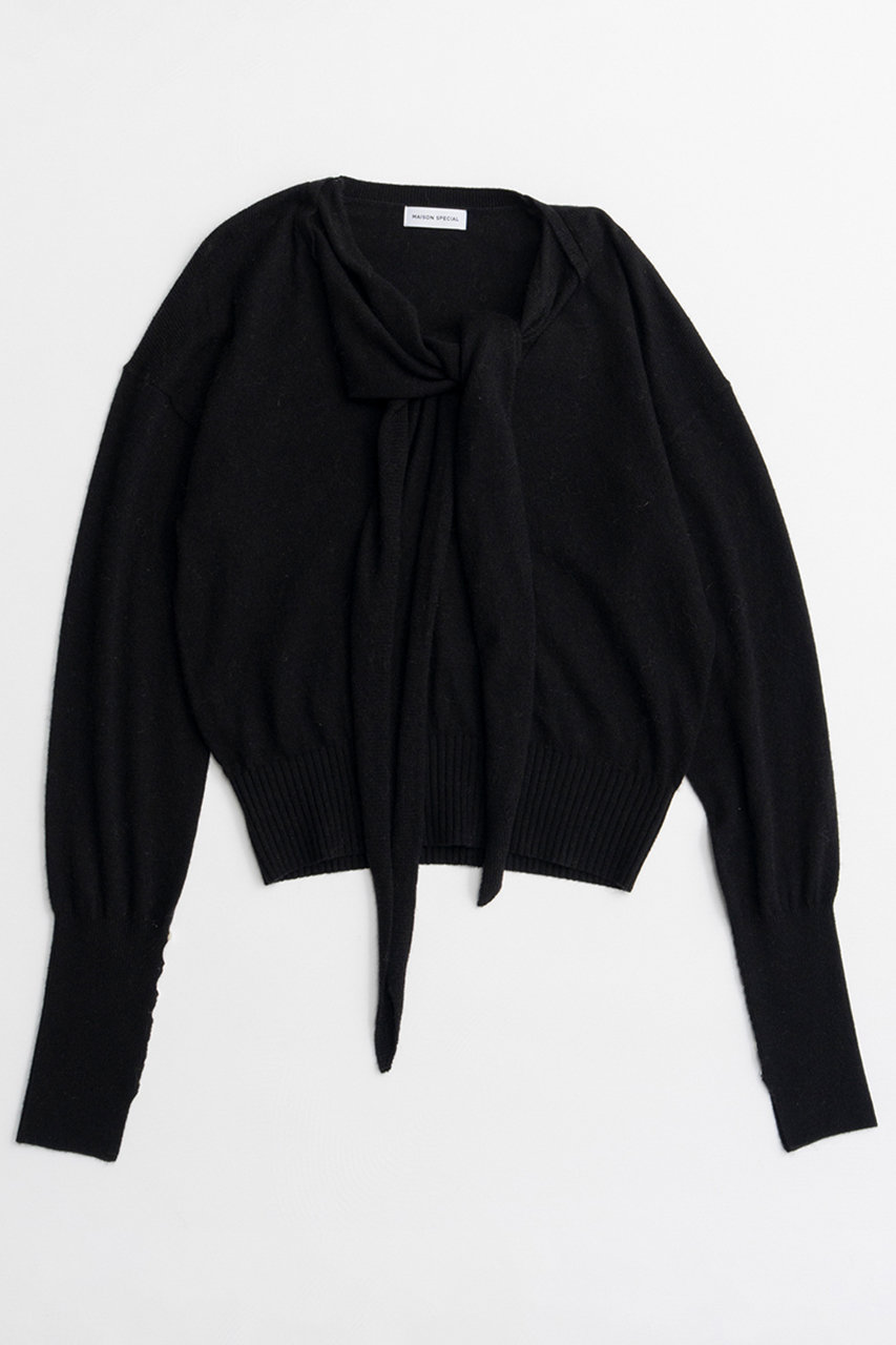 メゾンスペシャル/MAISON SPECIALの【予約販売】Scarf Knit Top/マフラーニットトップ(BLK(ブラック)/21262365803)