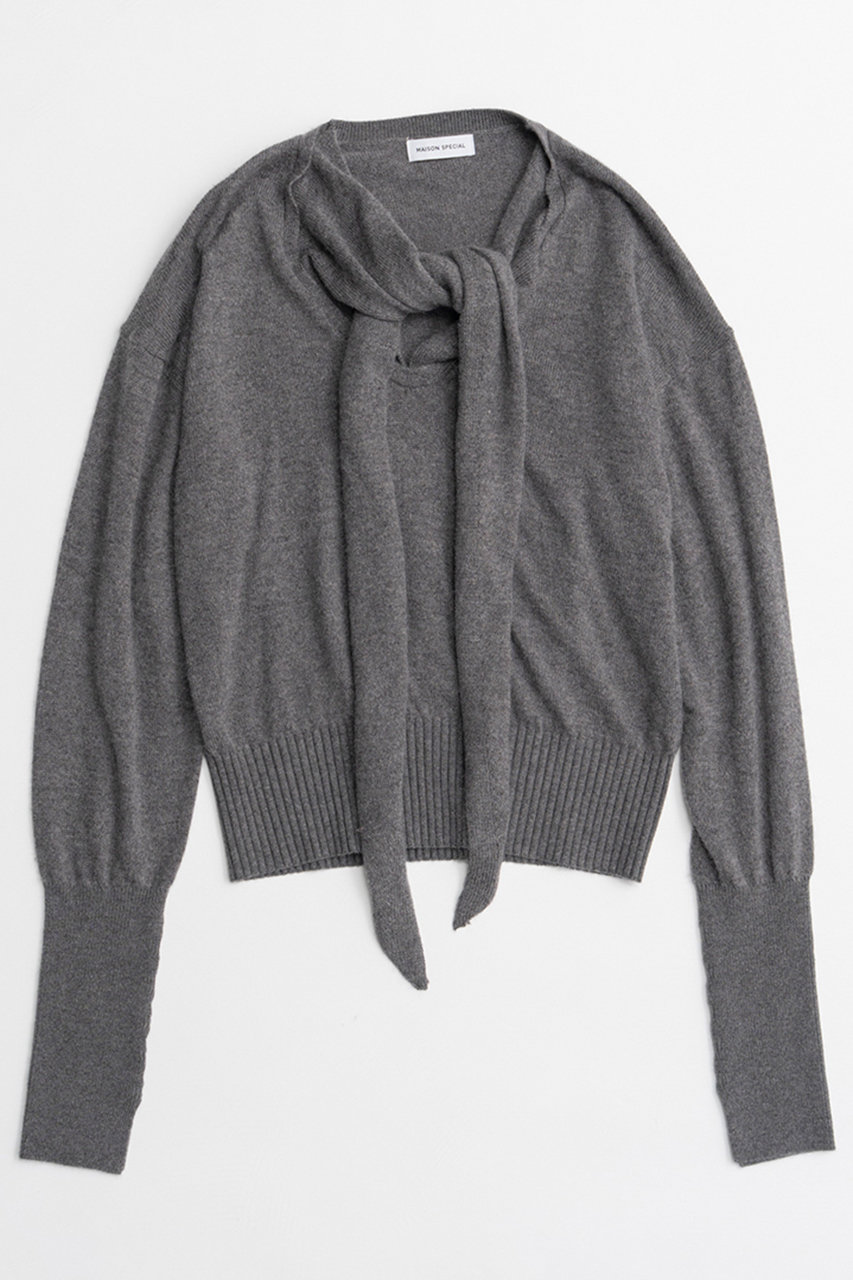 メゾンスペシャル/MAISON SPECIALの【予約販売】Scarf Knit Top/マフラーニットトップ(GRY(グレー)/21262365803)
