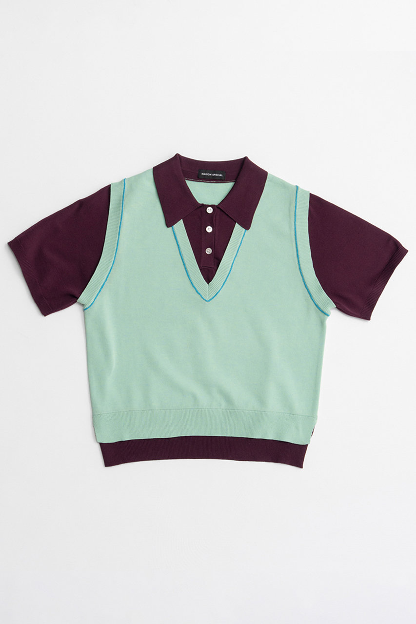 メゾンスペシャル/MAISON SPECIALのPolo Layered Knit/ポロレイヤードニット(GRN(グリーン)/21262365804)