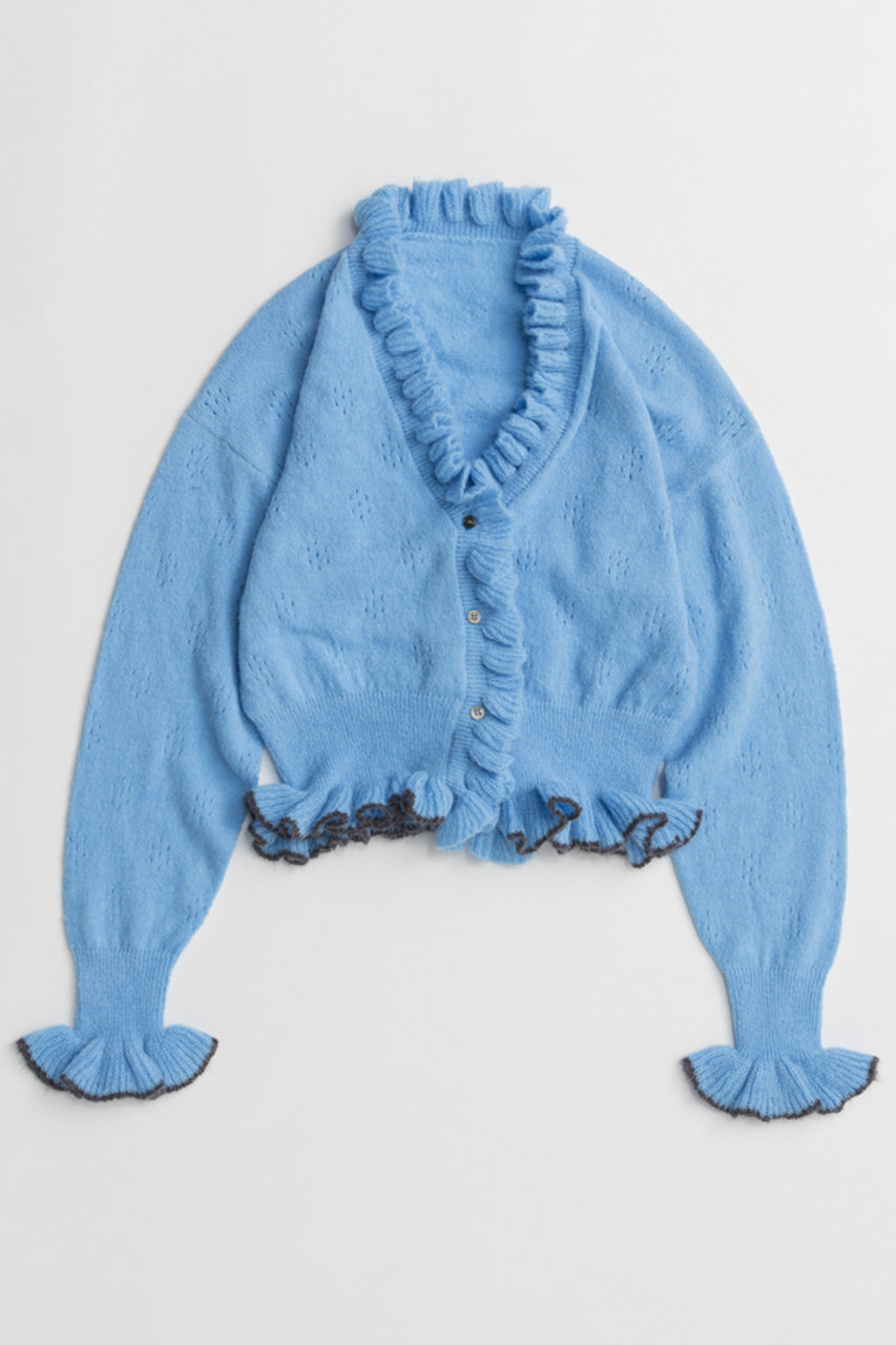 メゾンスペシャル/MAISON SPECIALの【予約販売】V-Neck Frill Cardigan/Vネックフリルカーデ(BLU(ブルー)/21262365806)