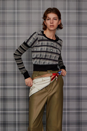 メゾンスペシャル/MAISON SPECIALのLayered Check-Like Knit/レイヤードチェックライクニット(110300/110301)