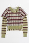 Layered Check-Like Knit/レイヤードチェックライクニット メゾンスペシャル/MAISON SPECIAL GRN(グリーン)