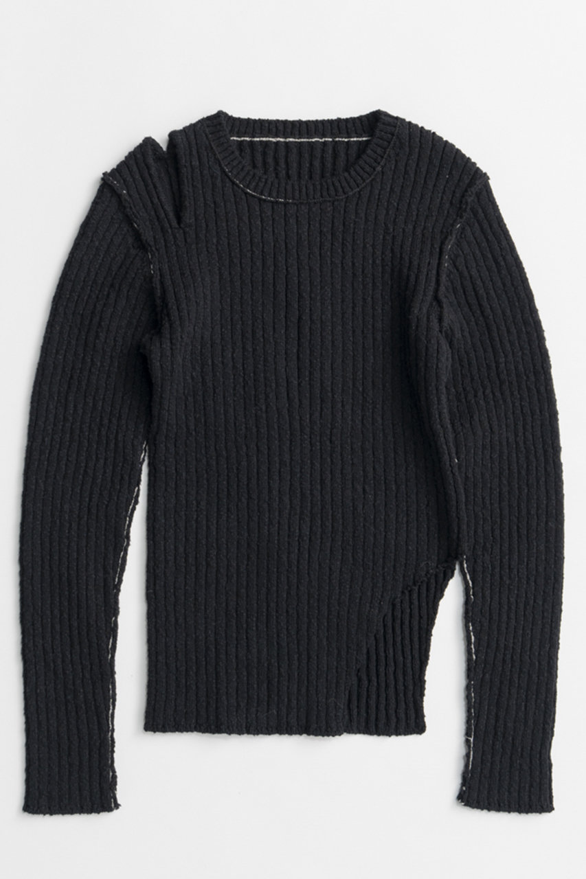 メゾンスペシャル/MAISON SPECIALの【予約販売】Wide Slit Knit Top/ワイドスリットニットトップス(BLK(ブラック)/21262366002)