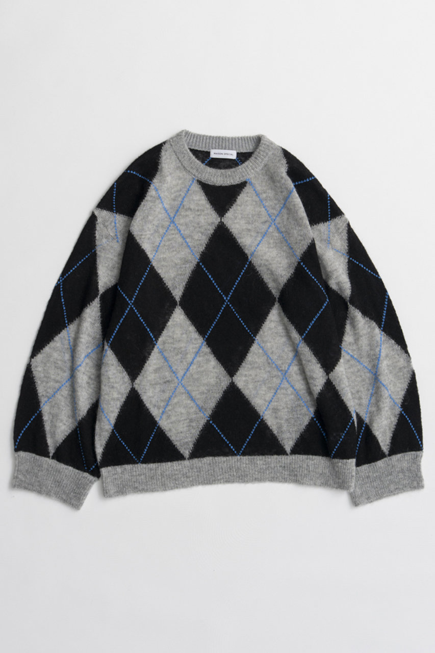 メゾンスペシャル/MAISON SPECIALの【予約販売】Oversized Argyle Knit/オーバーアーガイルニット(GRY(グレー)/21262366301)