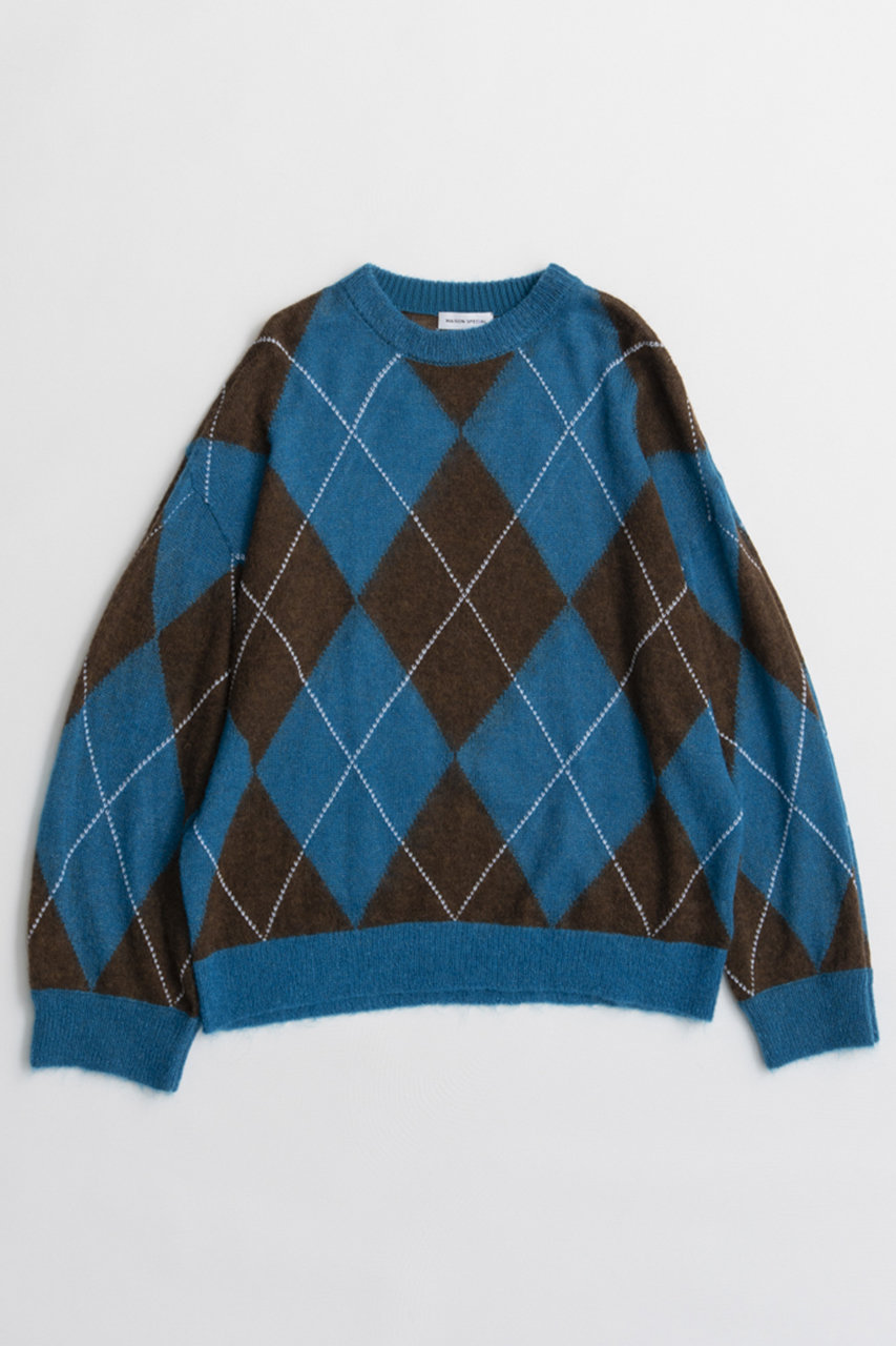 メゾンスペシャル/MAISON SPECIALの【予約販売】Oversized Argyle Knit/オーバーアーガイルニット(BLU(ブルー)/21262366301)