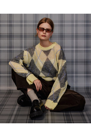 メゾンスペシャル/MAISON SPECIALの【予約販売】Oversized Argyle Knit/オーバーアーガイルニット(110300/110301)