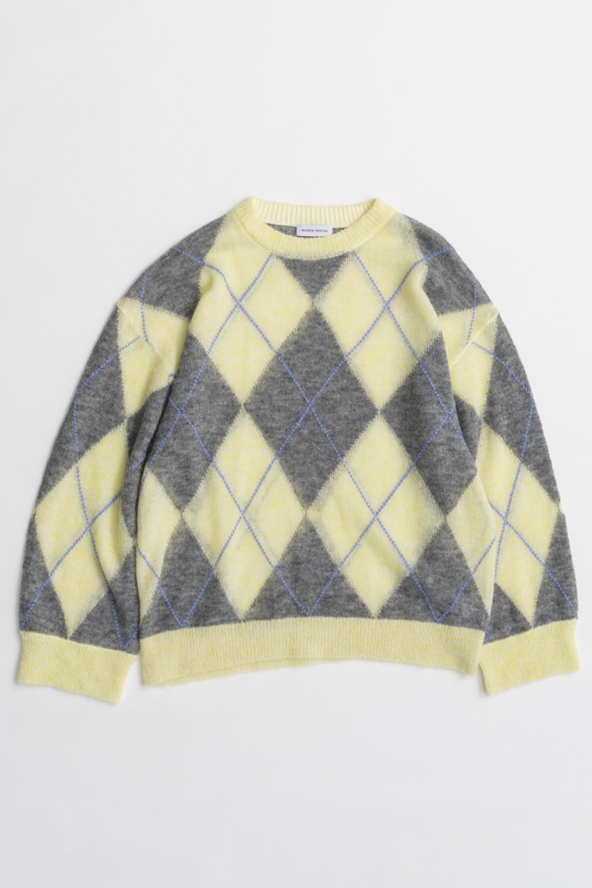 メゾンスペシャル/MAISON SPECIALの【予約販売】Oversized Argyle Knit/オーバーアーガイルニット(YEL(イエロー)/21262366301)