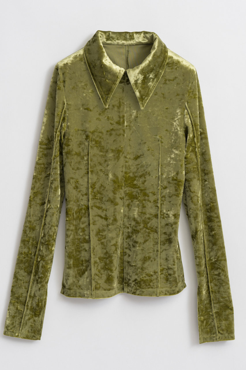 メゾンスペシャル/MAISON SPECIALのVelour Polo Shirt/ベロアポロシャツ(GRN(グリーン)/21262415202)